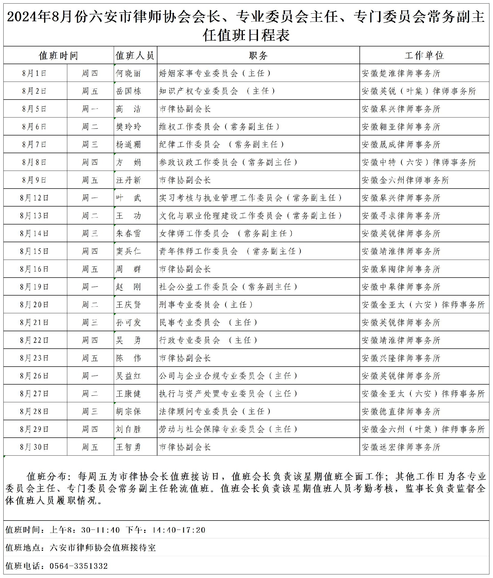 2024年8月份六安市律师协会会长、专业委员会主任、专门委员会常务副主任值班日程表_Sheet.jpg